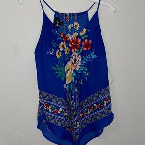 Blue floral spaghetti strap top
